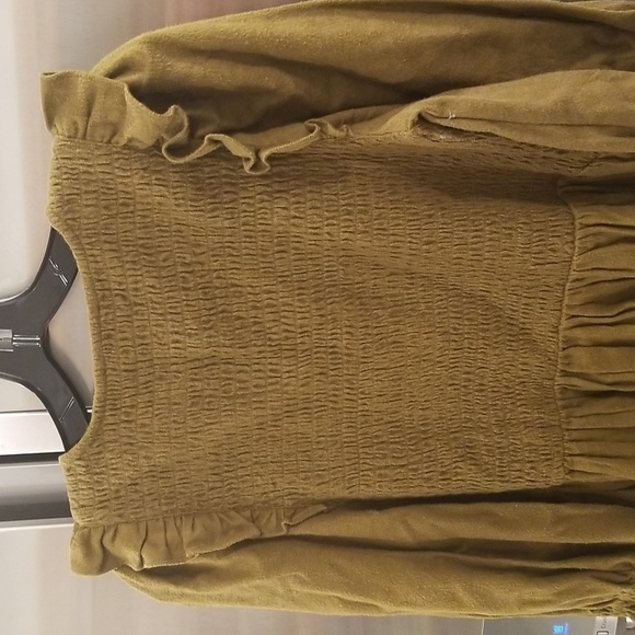 💕MADEWELL💕 Flannel Lucie V-Neck Smocked Mini Dress Weathered Olive Medium NWOT - Picture 10 of 15